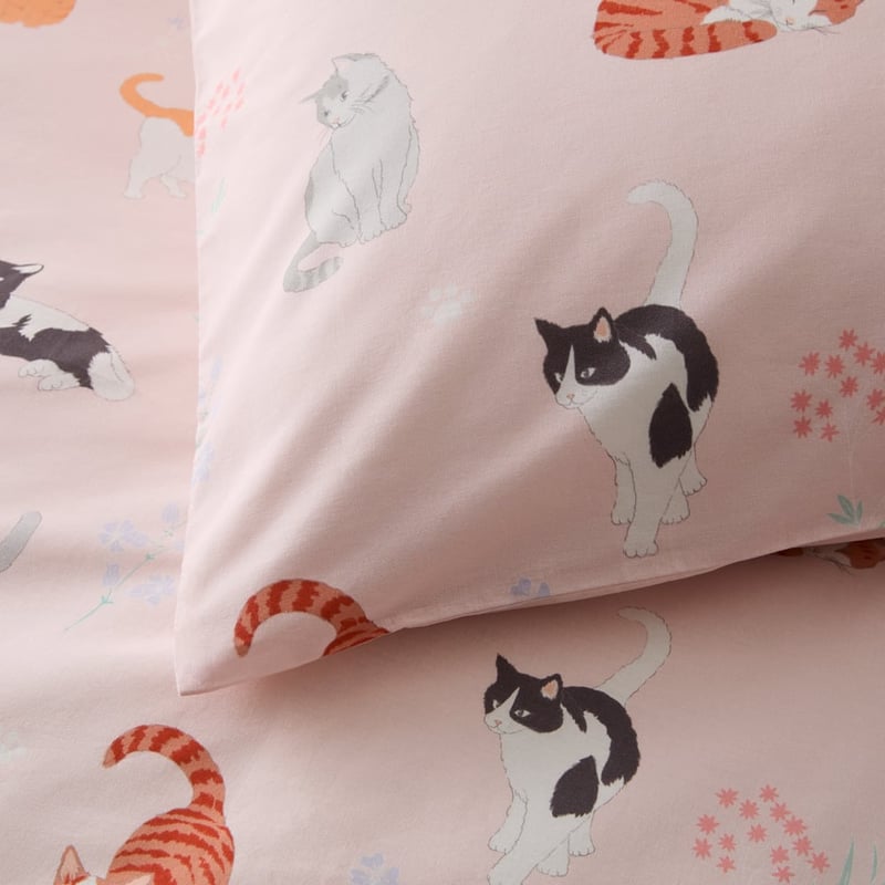 Happy Cats Blush Quilt Cover Set