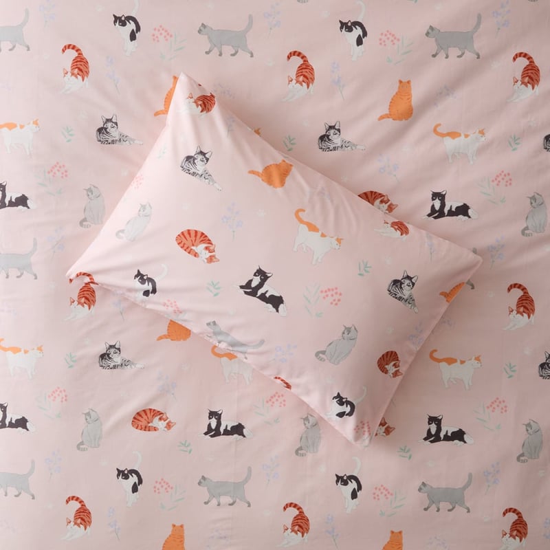 Happy Cats Blush Quilt Cover Set