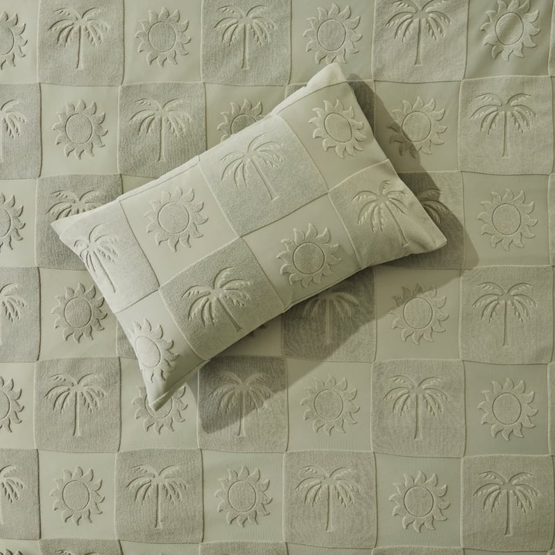 Palm Seafoam Tufted Quilt Cover Set