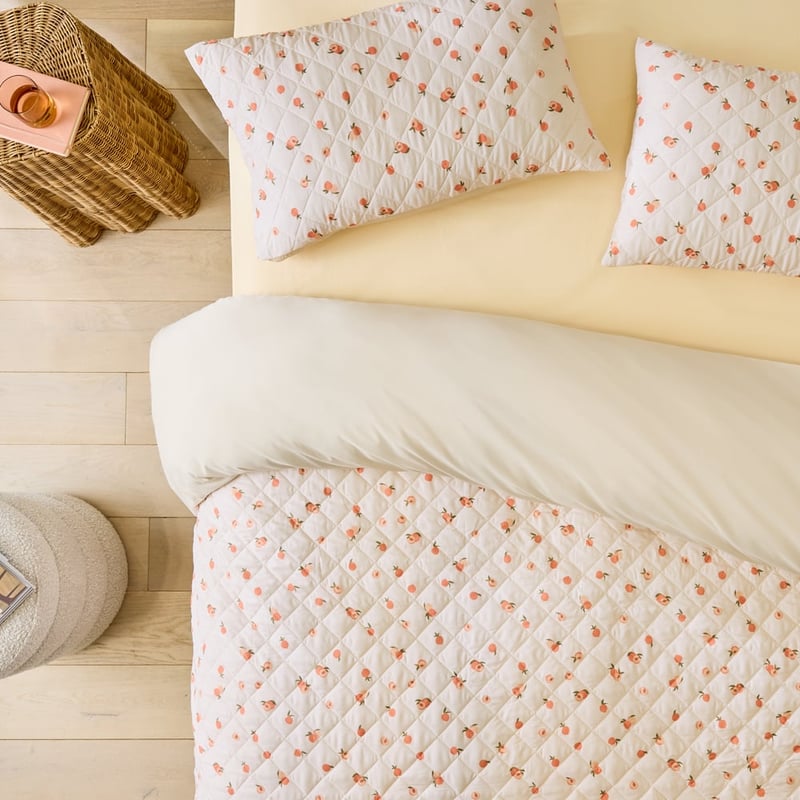 Peaches Peach Quilted Quilt Cover Set