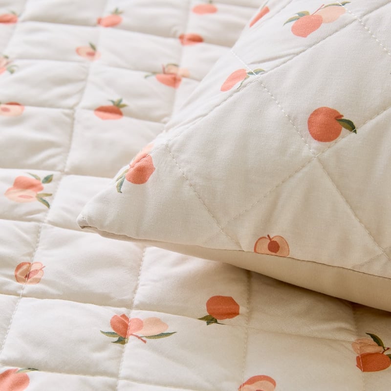 Peaches Peach Quilted Quilt Cover Set