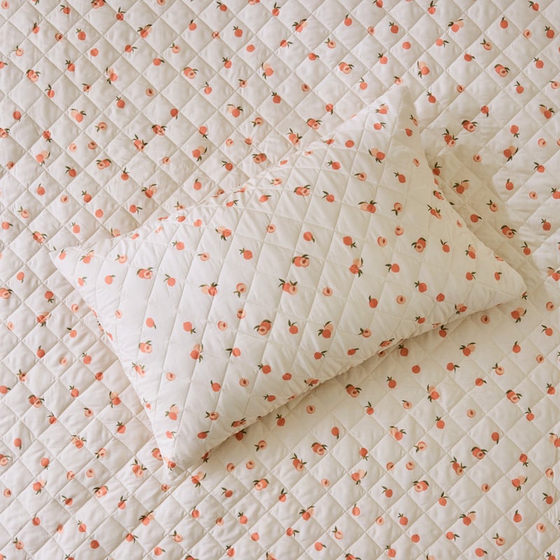 Peaches Peach Quilted Quilt Cover Set