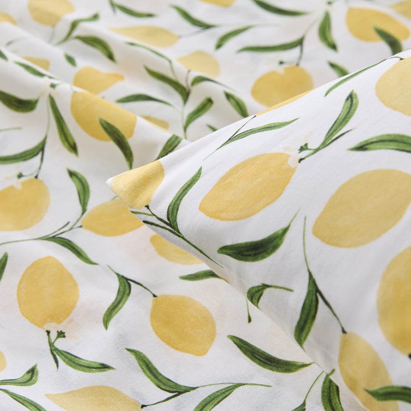 Lemons White & Lemon Printed Percale Sheet Set