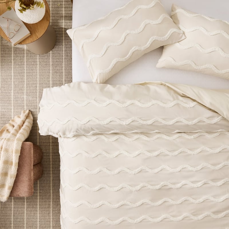 Wavey Macadamia Tufted Quilt Cover Set