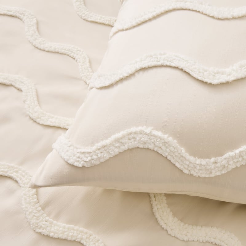 Wavey Macadamia Tufted Quilt Cover Set