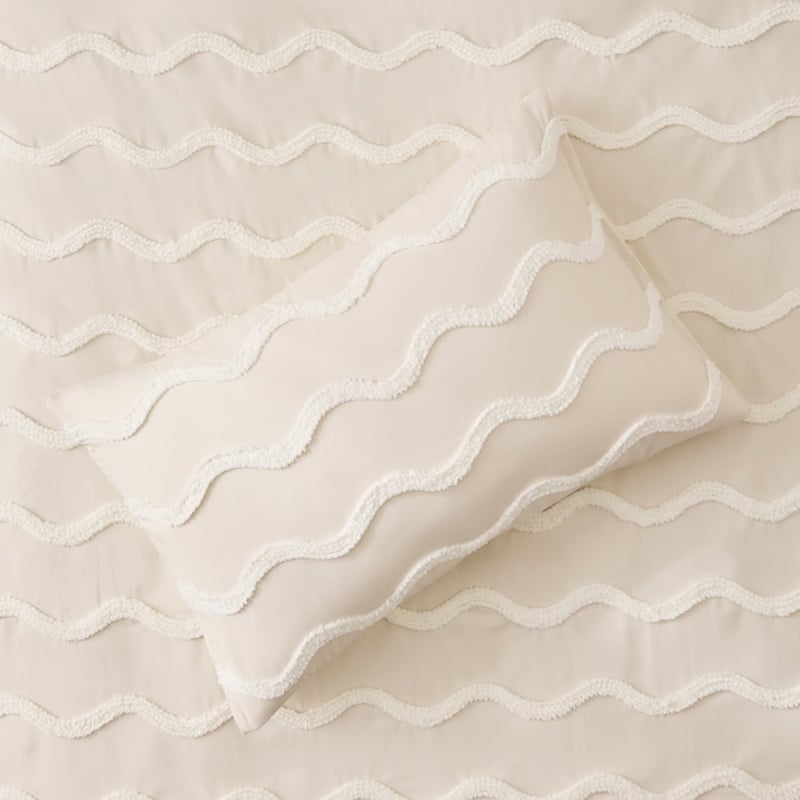 Wavey Macadamia Tufted Quilt Cover Set