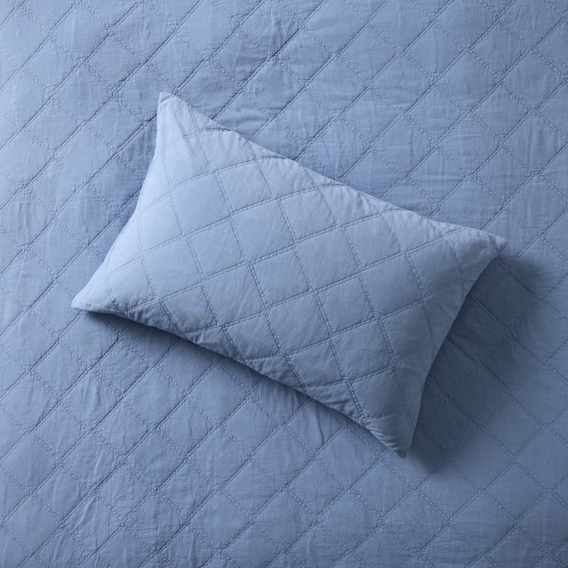 Stonewashed Cotton Blue Quilted Coverlet Separates 
