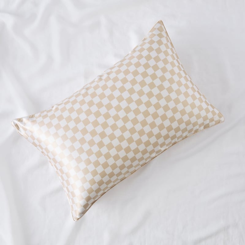 Pure Silk Natural Gingham Printed Pillowcase
