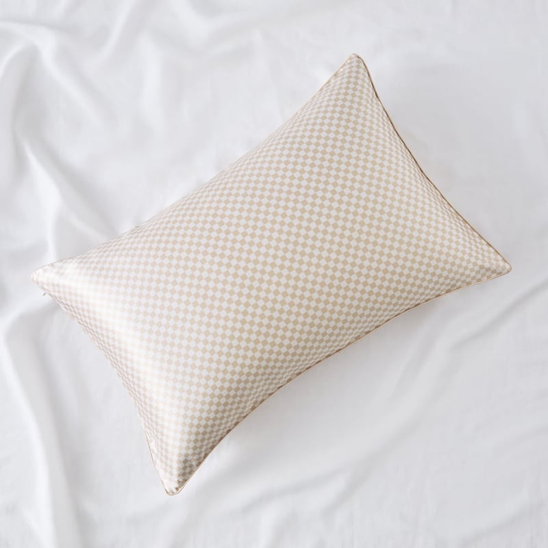Pure Silk Natural Gingham Printed Pillowcase
