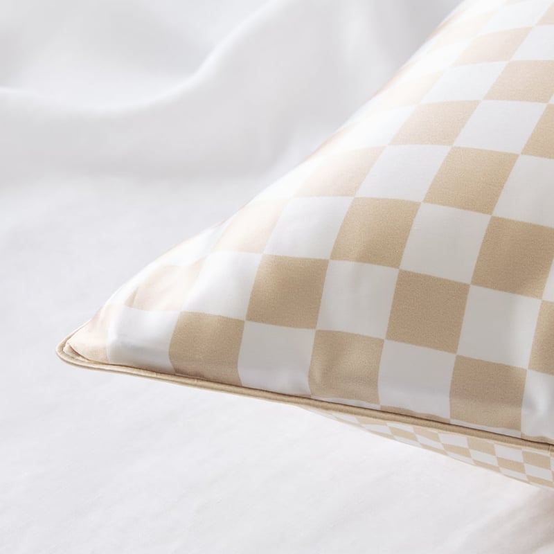 Pure Silk Natural Gingham Printed Pillowcase