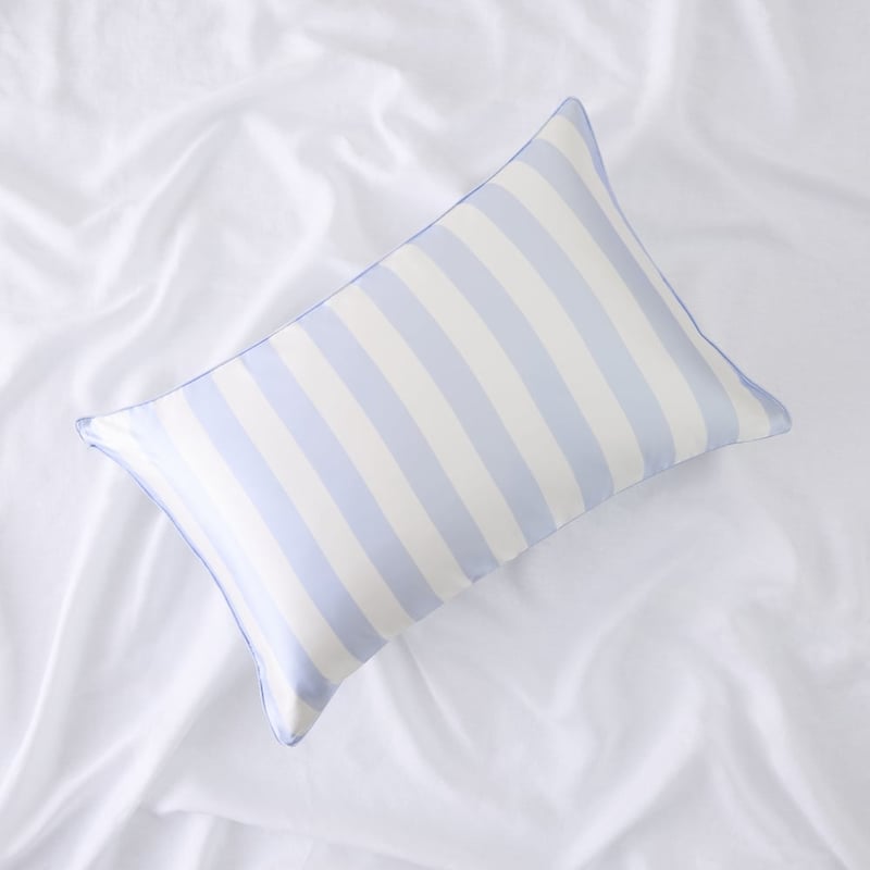 Sky Blue Stripe Pure Silk Printed Pillowcase