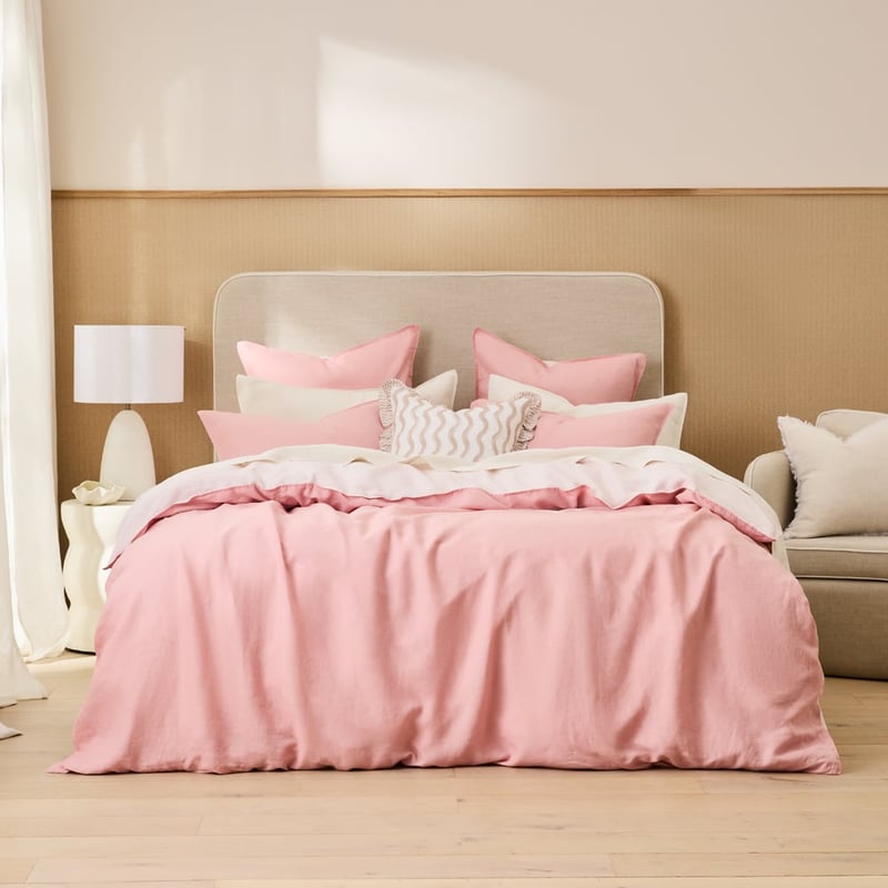 Vintage Washed Linen Blush & Sweetpea Duo Pillowcases