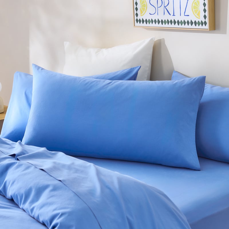 Stonewashed Cotton Cobalt Pillowcases