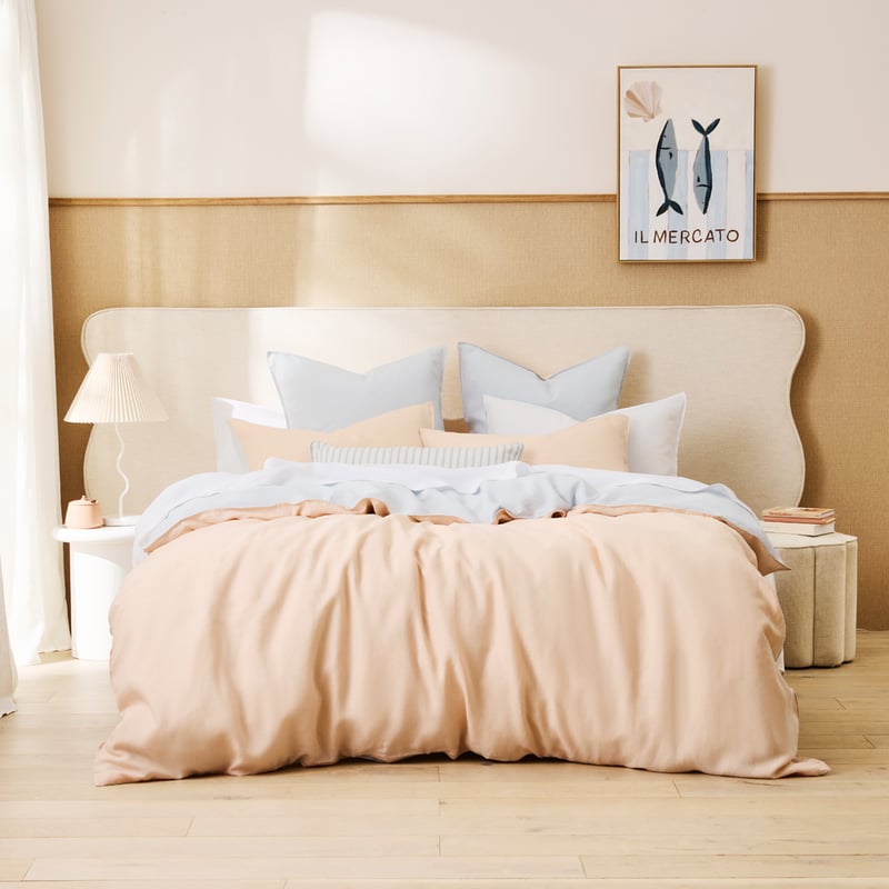 Vintage Washed Linen Peach & Sky Blue Duo Quilt Pillowcases