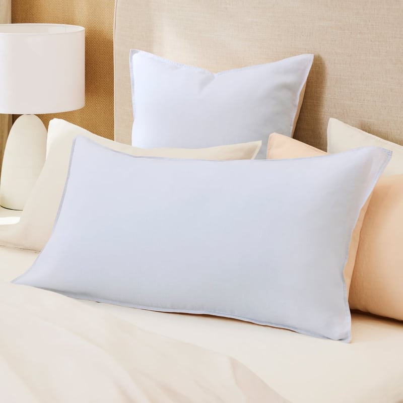 Vintage Washed Linen Peach & Sky Blue Duo Quilt Pillowcases