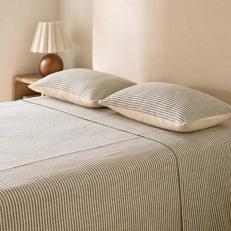 Noa Black & Natural Stripe Bedcover Separates