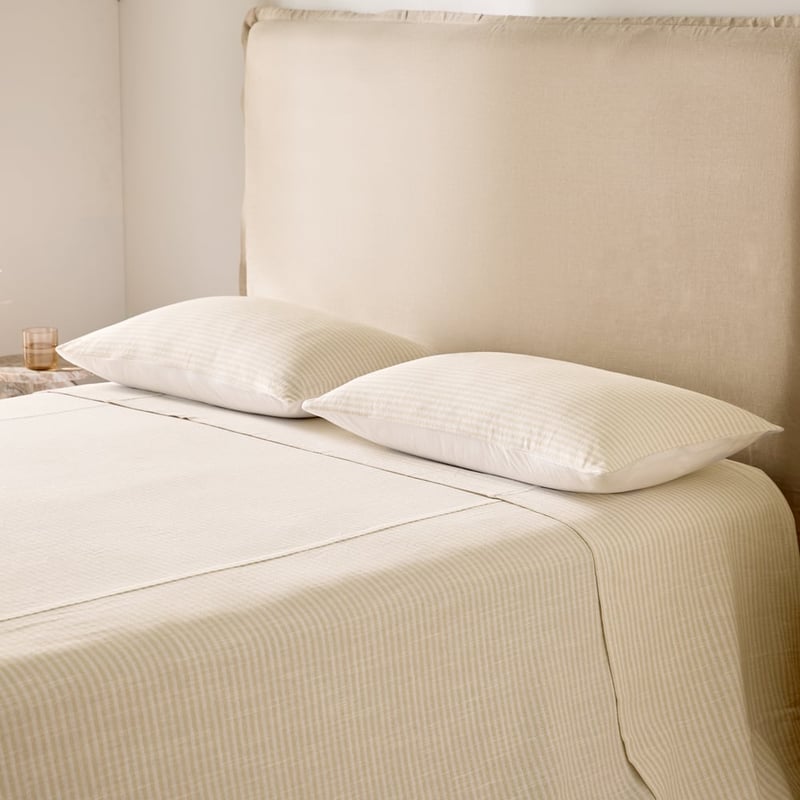 Noa Natural & White Stripe Bedcover Separates