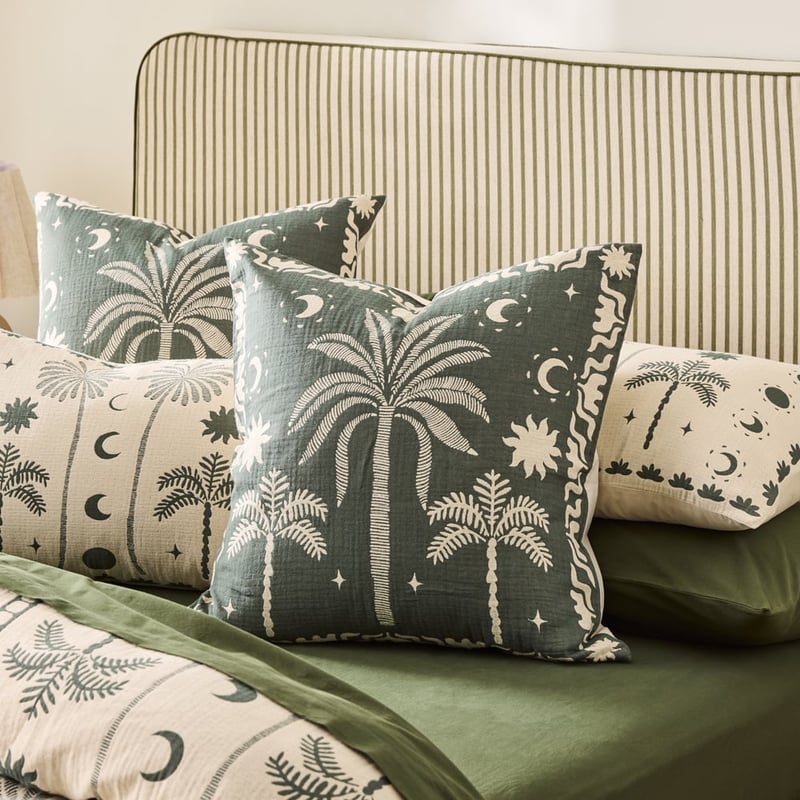 Summer Palm Jacquard Green Quilt Cover Separates