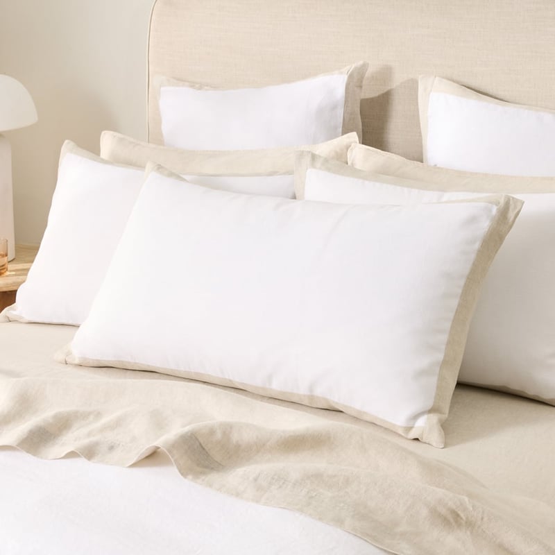 Vintage Washed Linen White & Linen Border Quilt Cover Separates