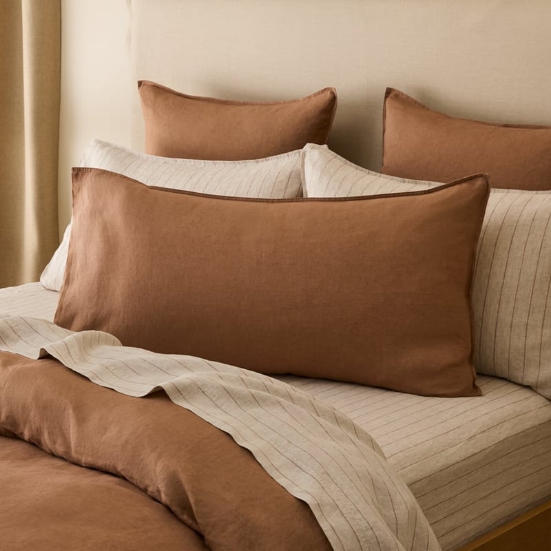 Vintaged Washed Linen Mocha Pillowcases