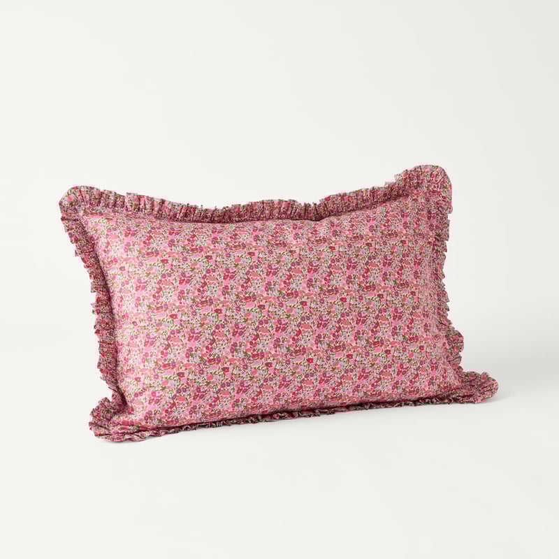 Liberty Tana Lawn™ Poppy & Daisy Blue Frilled Pillowcase