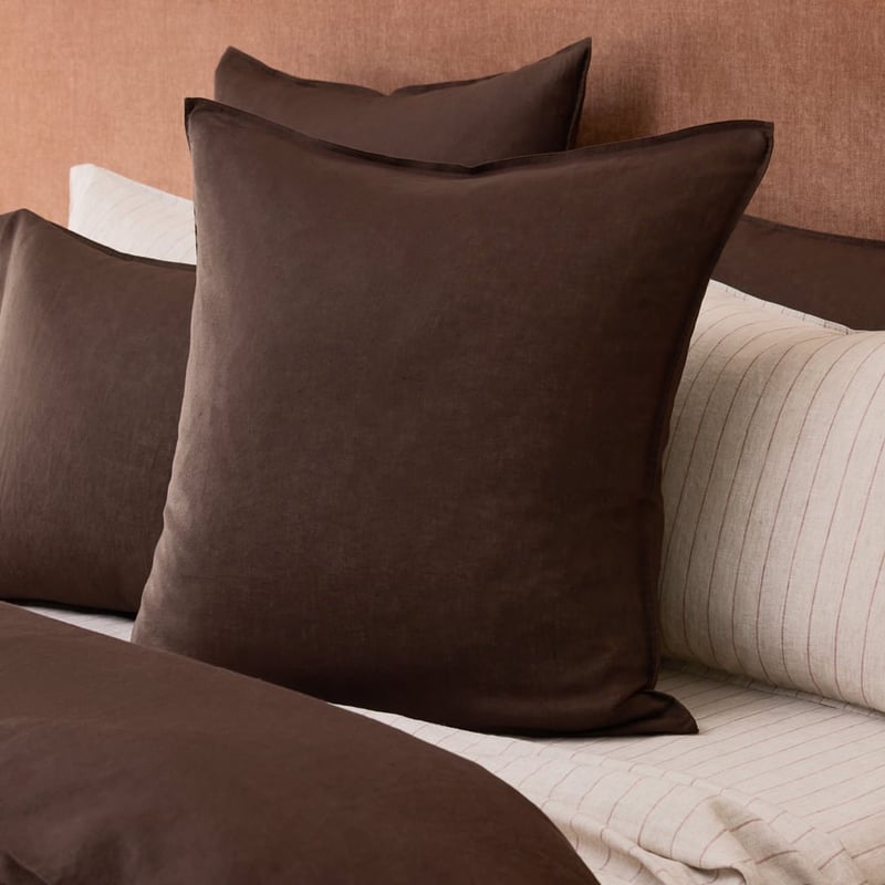 Vintage Washed Linen Chocolate Pillowcases