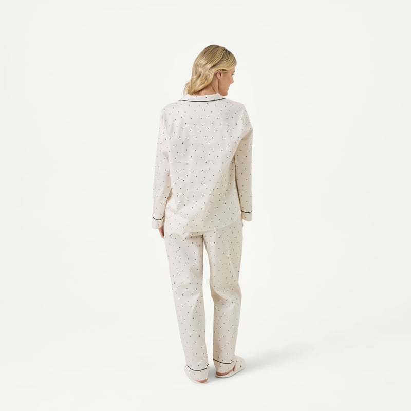 Womens Coconut & Chocolate Polka Dots Long Pyjama Set