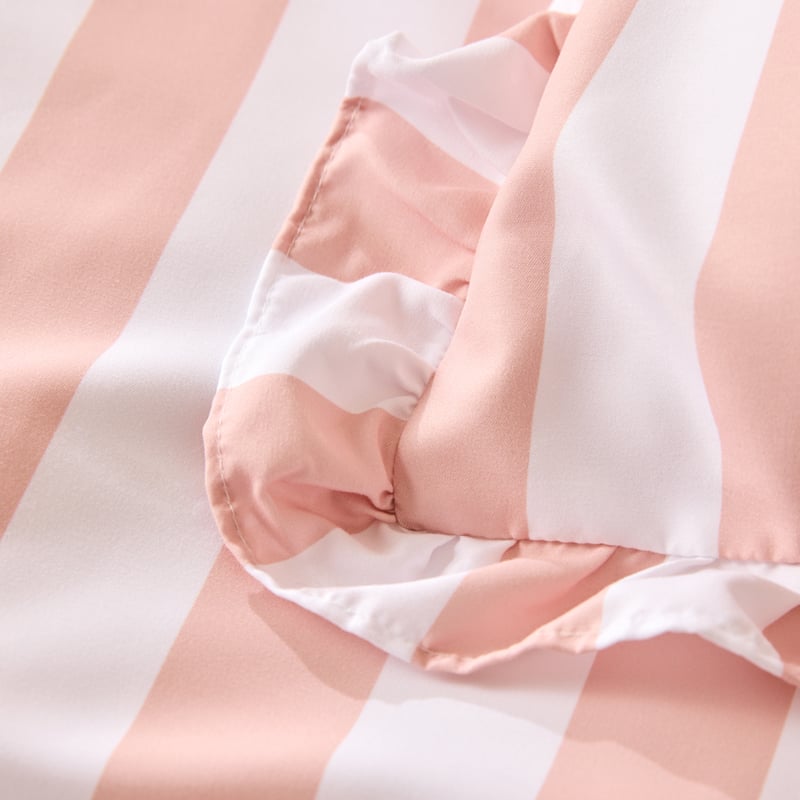 Microfibre Ruffle Pink Stripe Quilt Cover Set