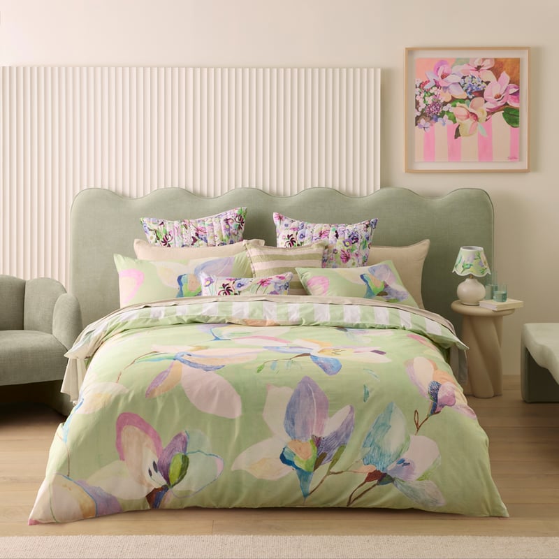 Jade Fisher Sweet Bay Magnolia Pistachio Green Quilt Cover Set + Separates