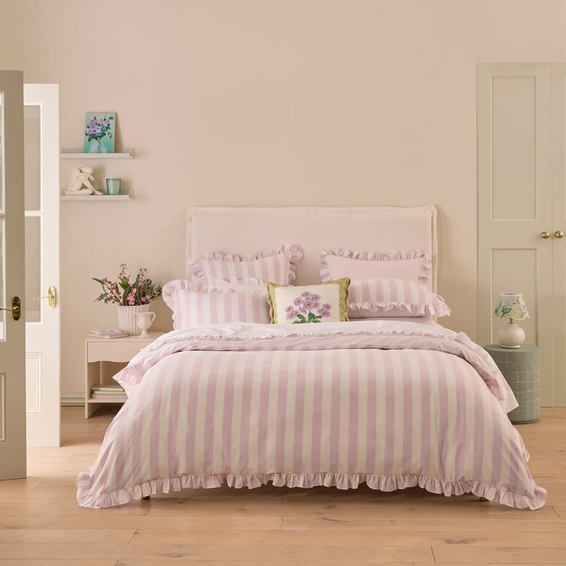 Ruffle Orchid Stripe Pillowcases