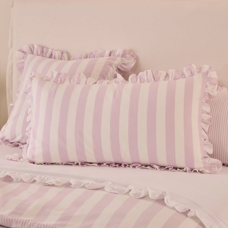 Ruffle Orchid Stripe Pillowcases
