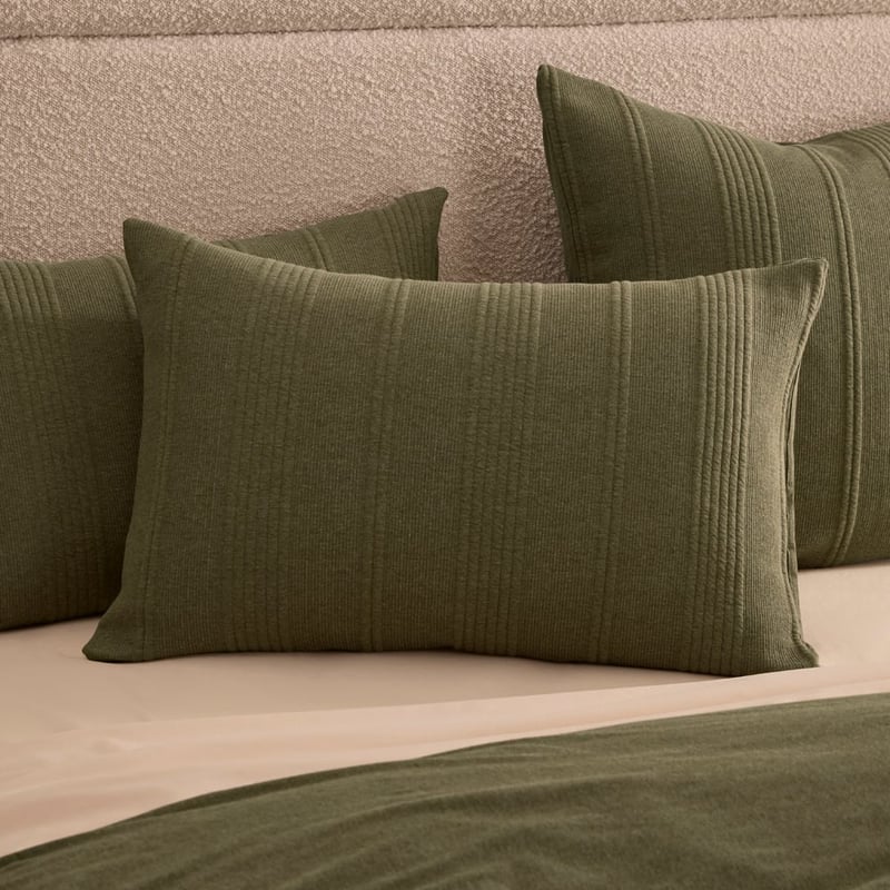 Ribbed Jersey Olive Quilt Cover Separates