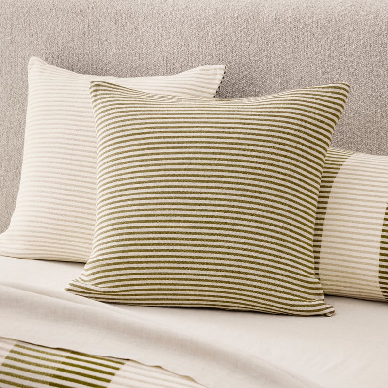 Caden Green Stripe Quilt Cover Set + Separates
