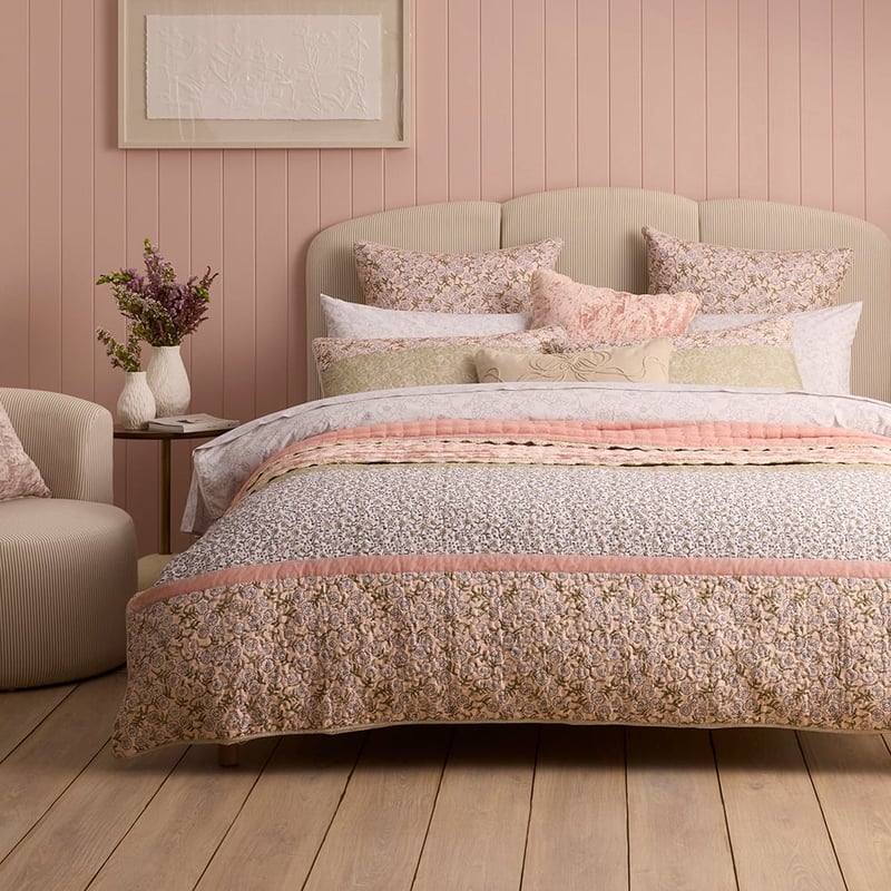 Clovelly Pink Quilted Quilt Cover Separates