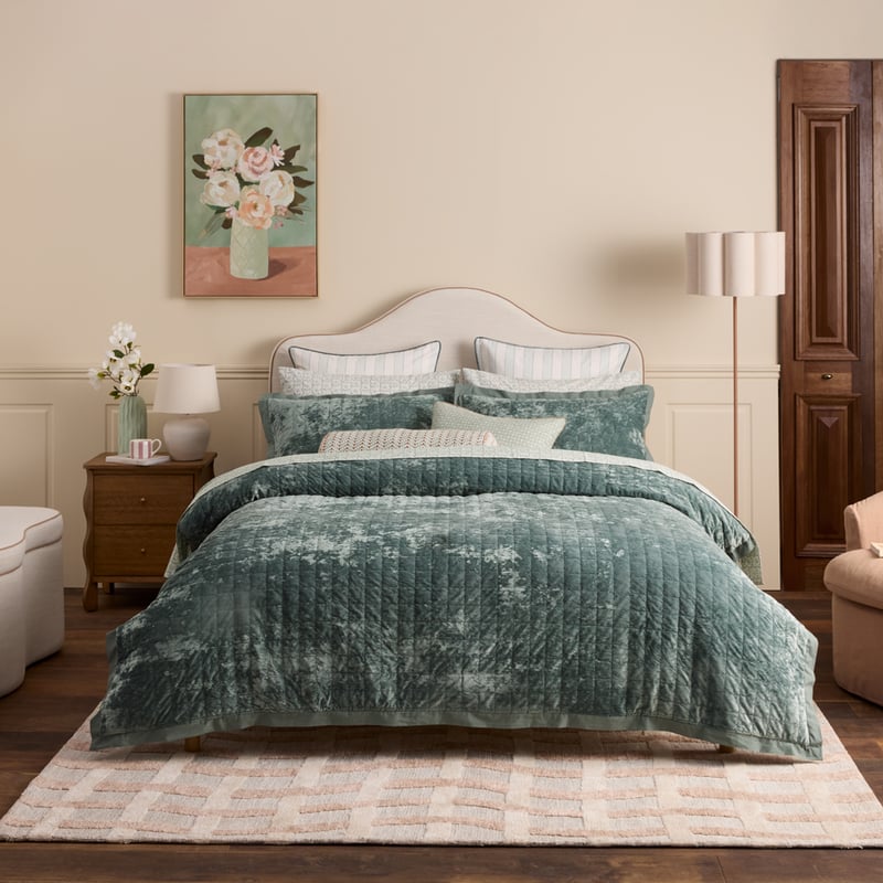 Cliveden Cypress Velvet Quilted Pillowcases