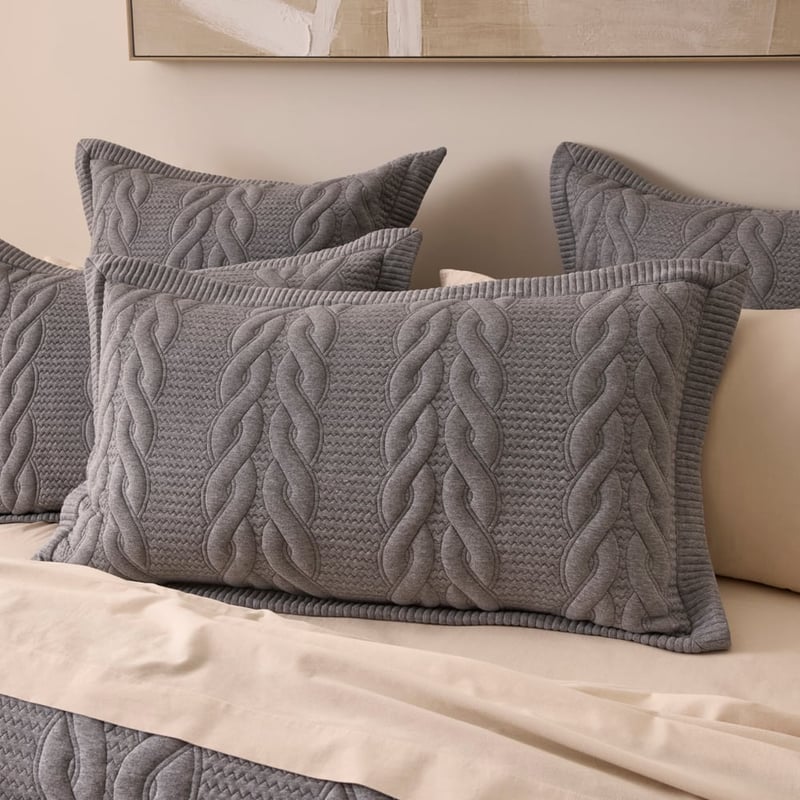 Wells Grey Marle Quilted Jersey Pillowcases