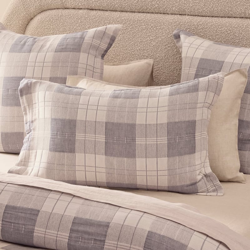 Finn Storm Blue Check Quilt Cover Set + Separates