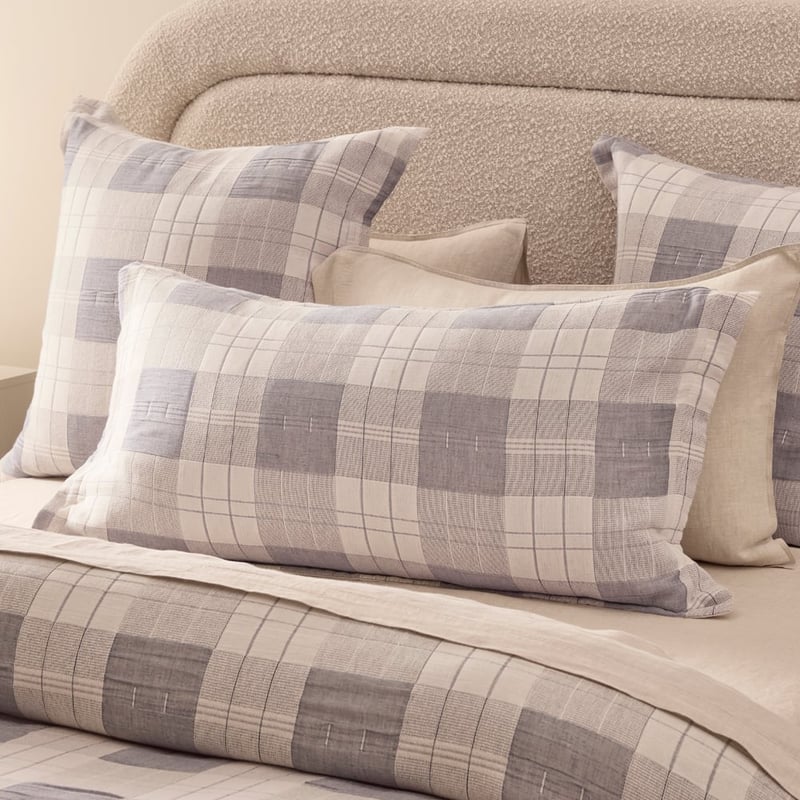 Finn Storm Blue Check Pillowcases