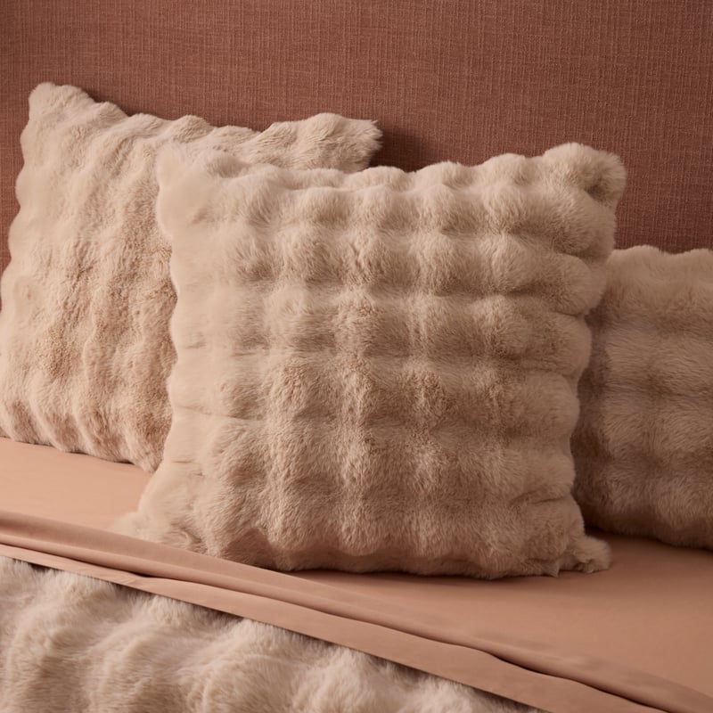 Ripple Faux Fur Natural Quilted Quilt Cover Separates