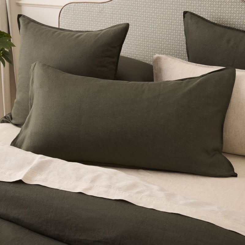 Vintage Washed Linen Thyme Pillowcases