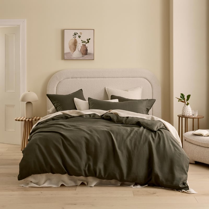 Vintage Washed Linen Thyme Quilt Cover Separates