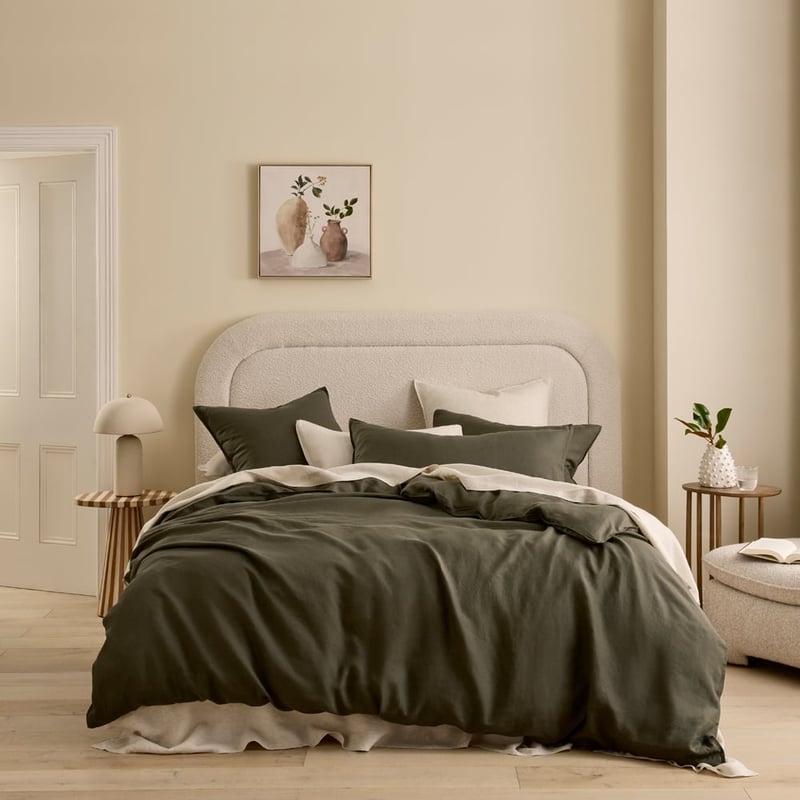 Vintage Washed Linen Thyme Quilt Cover Separates