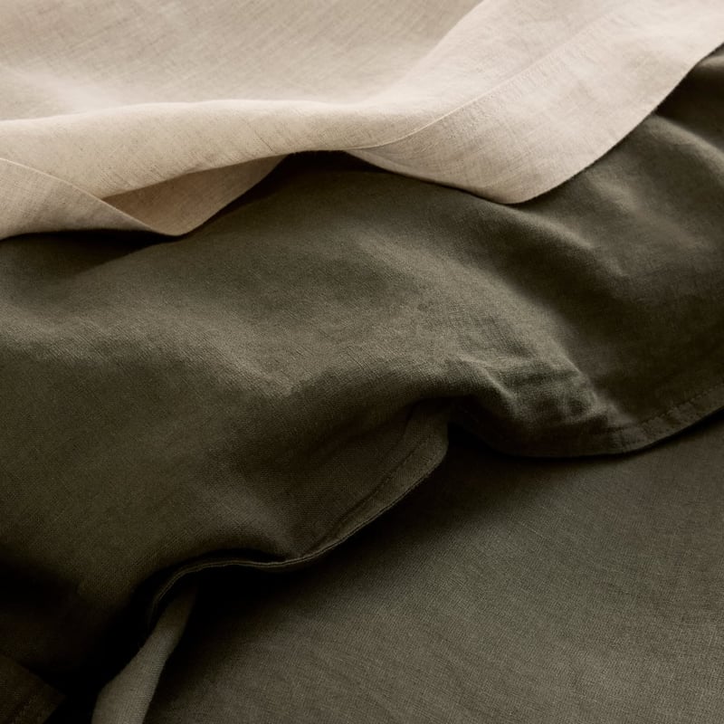 Vintage Washed Linen Thyme Quilt Cover Separates