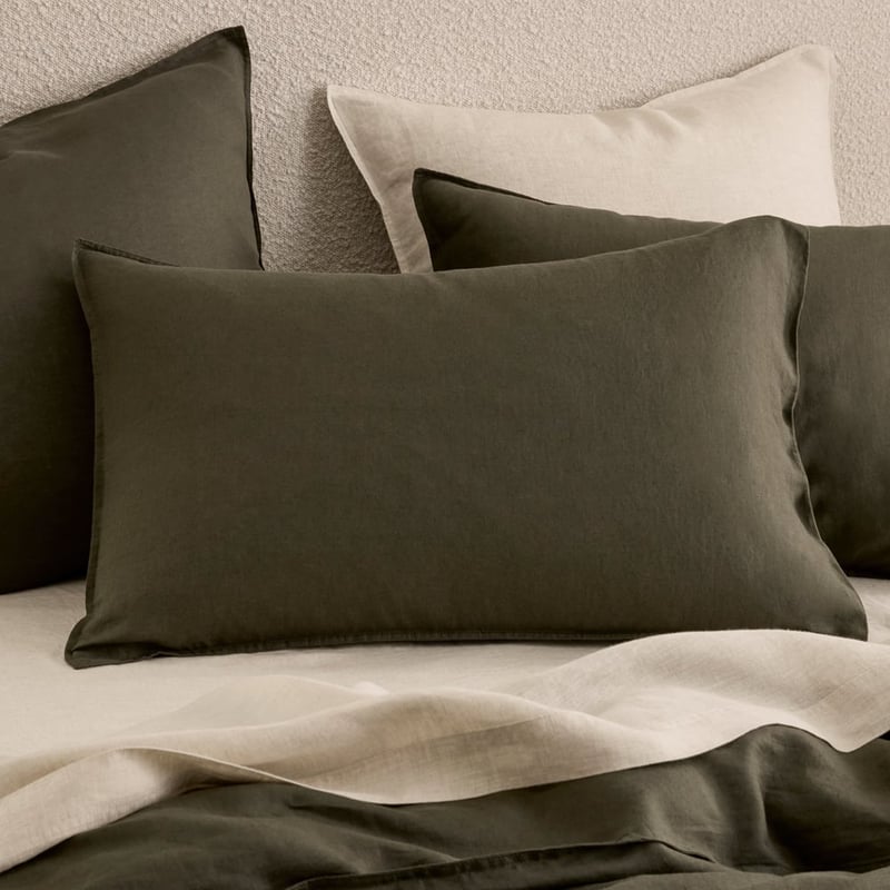 Vintage Washed Linen Thyme Quilt Cover Separates