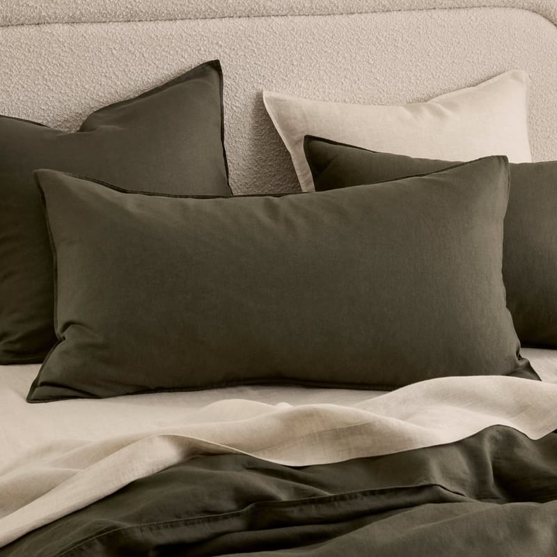 Vintage Washed Linen Thyme Quilt Cover Separates