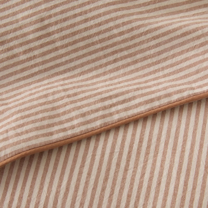 Stonewashed Printed Cotton Piped Earth Stripe Quilt Cover Separates