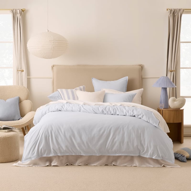 Relaxed Linen Look Ice Blue Pillowcases