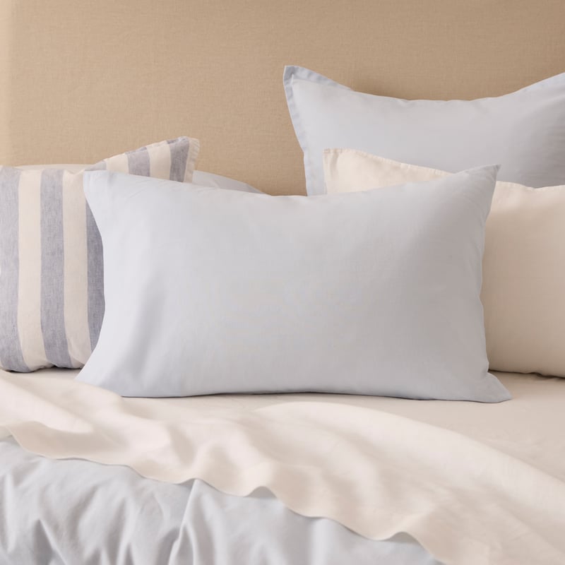 Relaxed Linen Look Ice Blue Quilt Cover Set + Separates