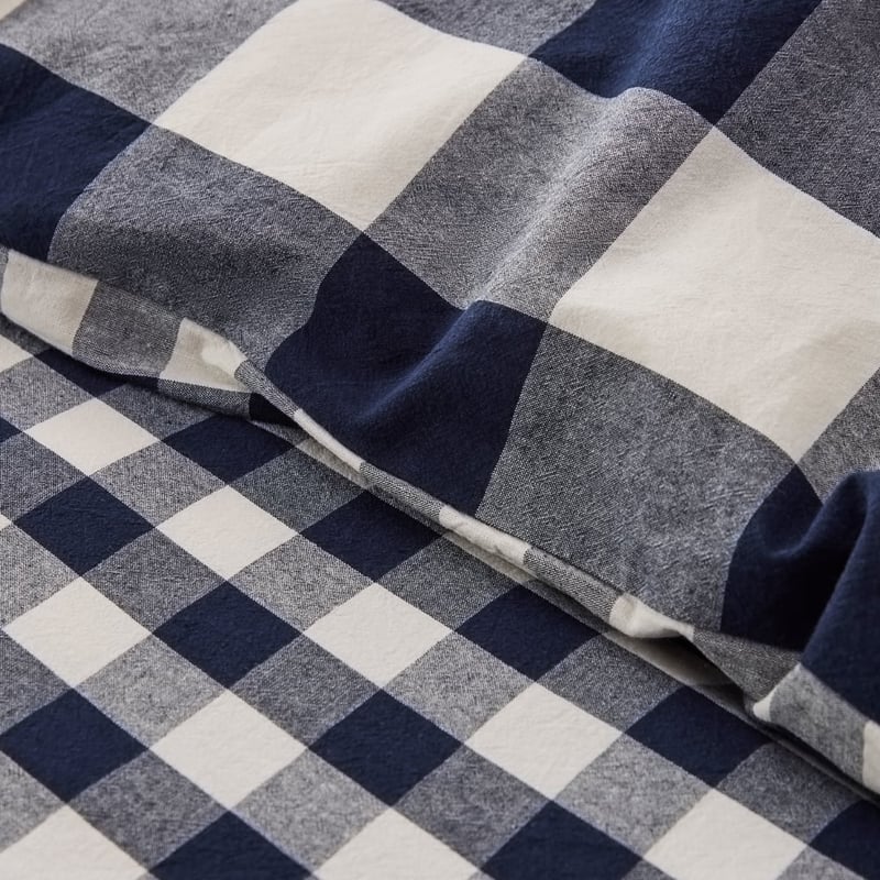 Stonewashed Cotton Denim Gingham Quilt Cover Separates