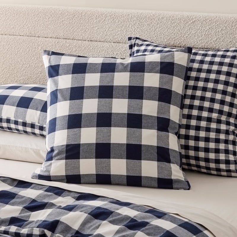 Stonewashed Cotton Denim Gingham Quilt Cover Separates